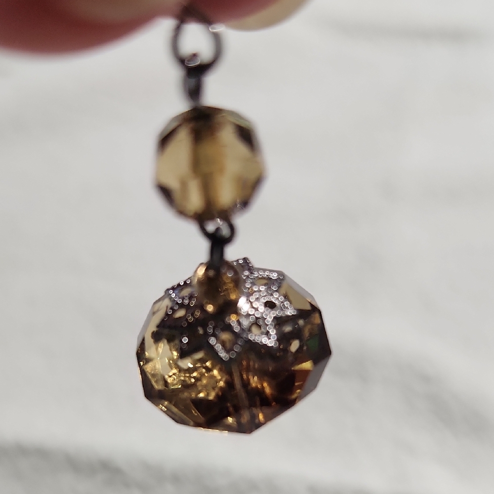 Chic Crystal Drop Earrings in Brown